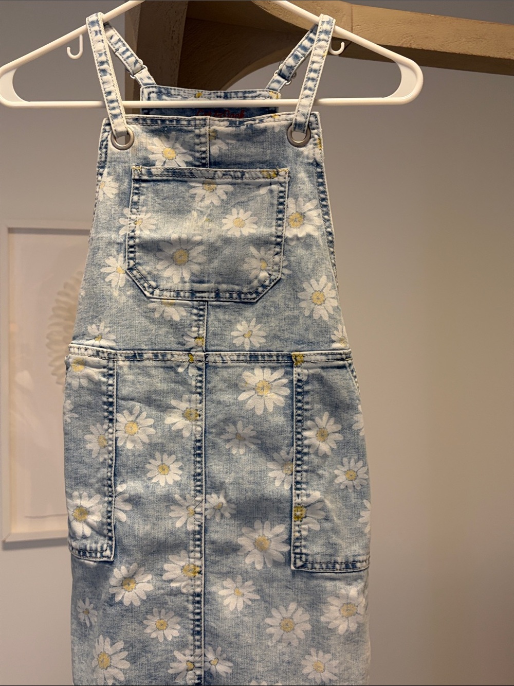Cat & Jack Light Blue Daisy Denim Overall Dress